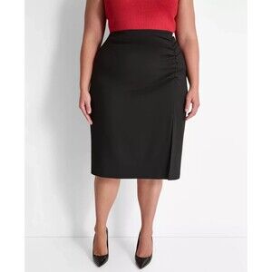 DKNY Women's Plus Size Ruched Pencil Skirt Formal Casual Black Size 22W